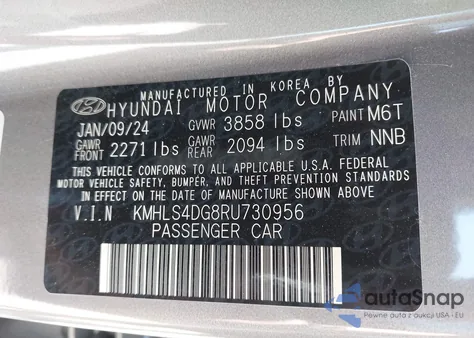 2024 Hyundai Elantra Sel from USA, damaged, VIN KMHLS4DG8RU730956